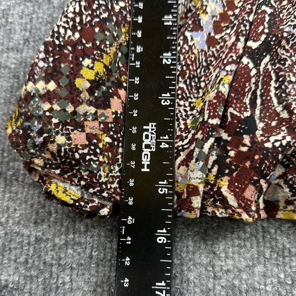 Free People Skirt Womens 6 Saturday Sun Mini Miniskirt Brown Yellow Print Ruched - Picture 9 of 13